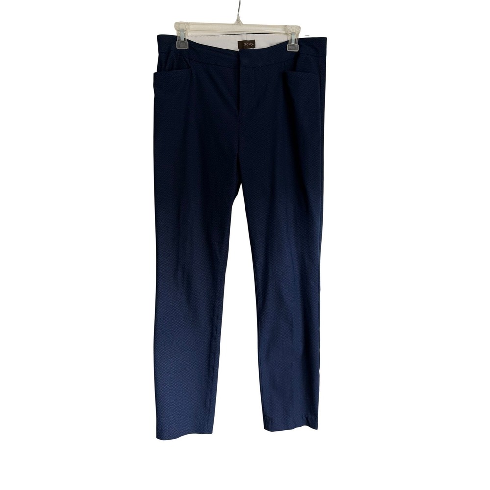 Crosby Madison Navy Blue Textured Slim Ankle Pants Size 10 Style 1620SS Womens